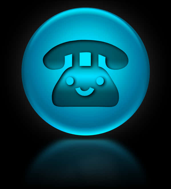 Glowing Blue Phone Icon PNG Image