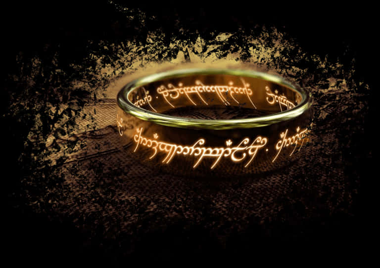 Glowing Elvish Script Ring PNG Image