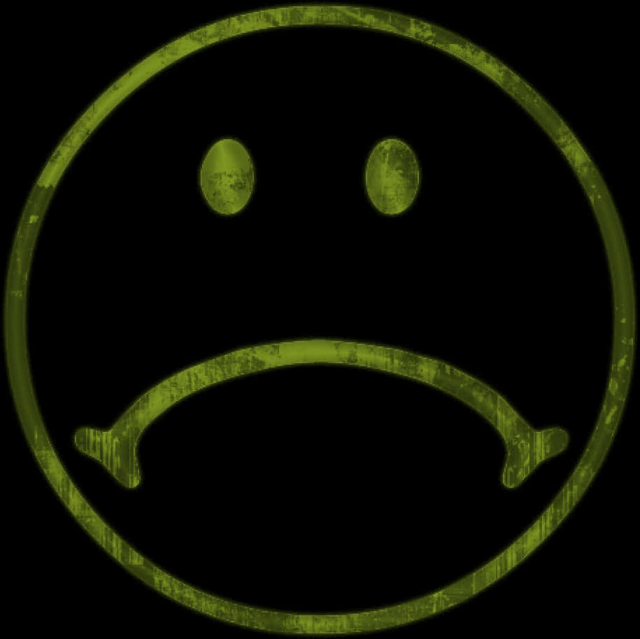 Glowing Green Frown Face PNG Image