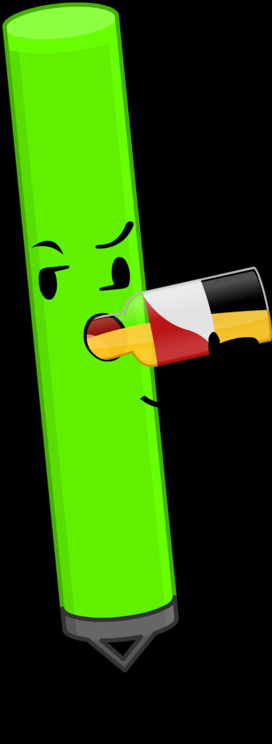 Glowing Green Marker Cartoon PNG Image