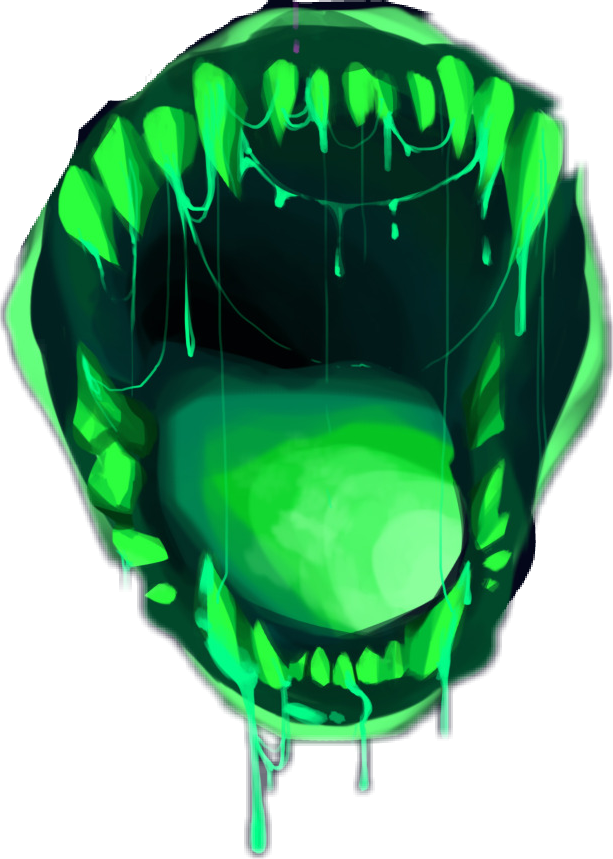 Glowing Green Monster Mouth Drooling PNG Image