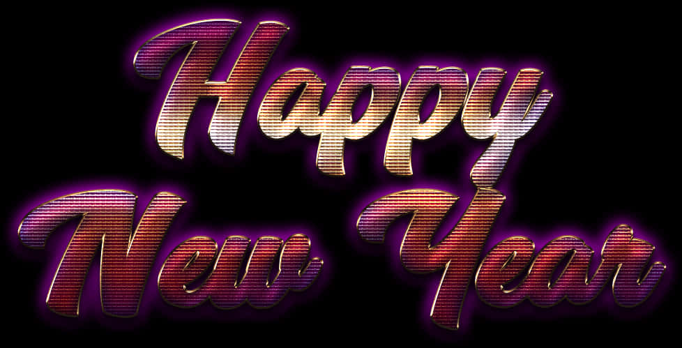 Glowing Happy New Year Text PNG Image