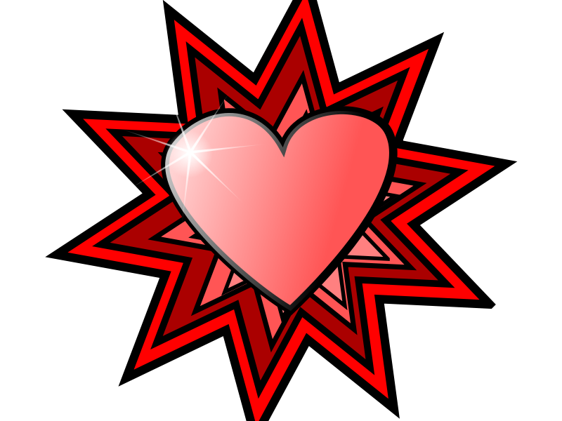 Glowing Heart Red Starburst PNG Image