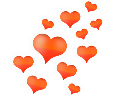 Glowing Hearts Background PNG Image