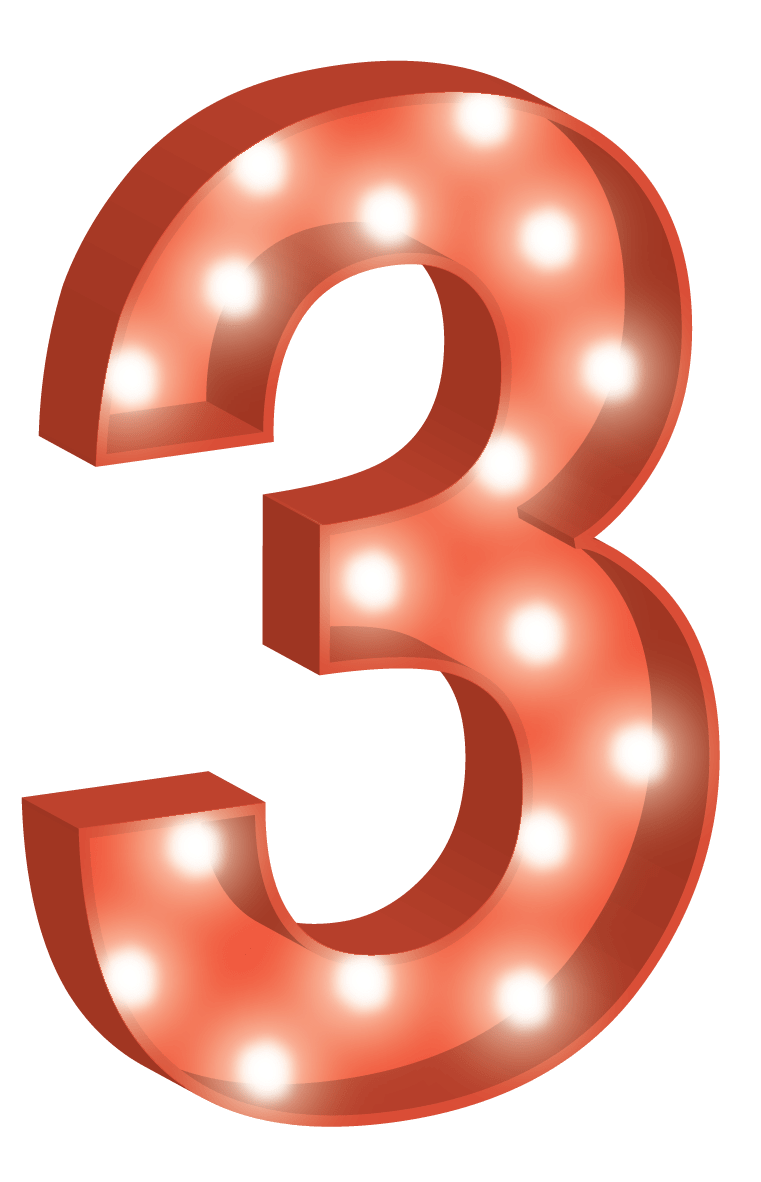 Glowing Number Three Illustration PNG Image