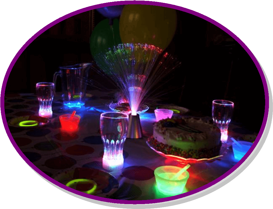 Glowing Party Table Setup PNG Image