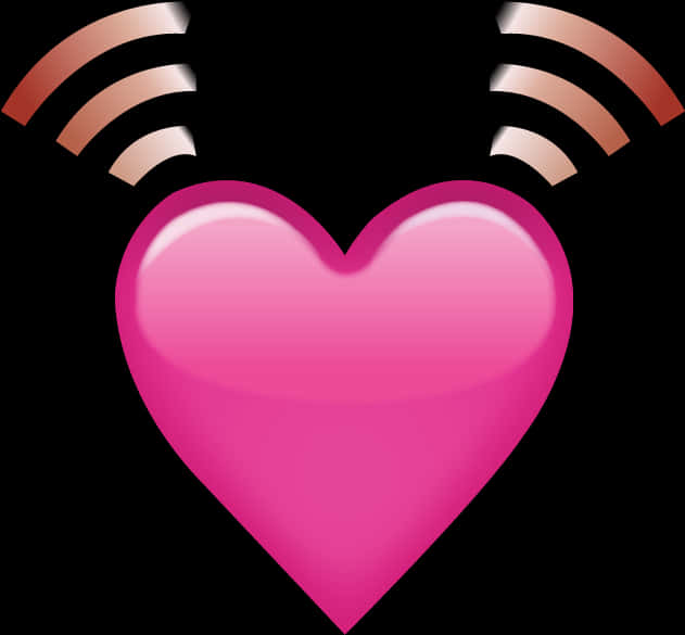 Glowing Pink Heart Wifi Signal PNG Image