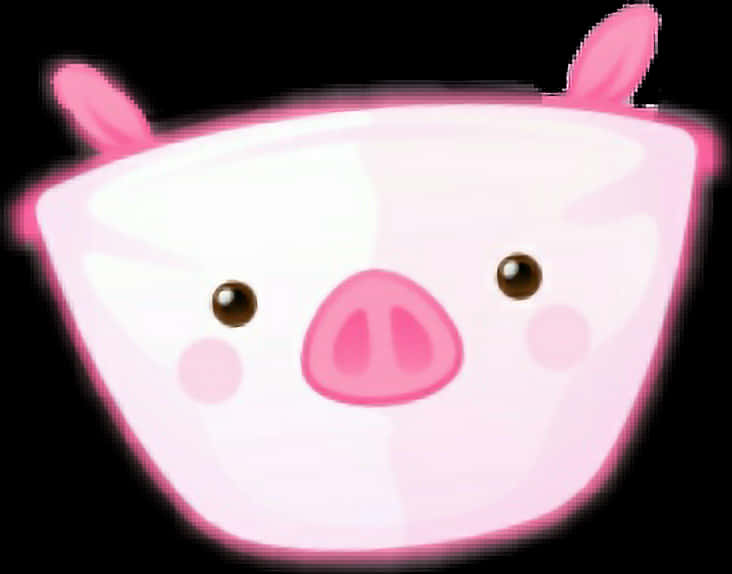 Glowing Pink Pig Face PNG Image