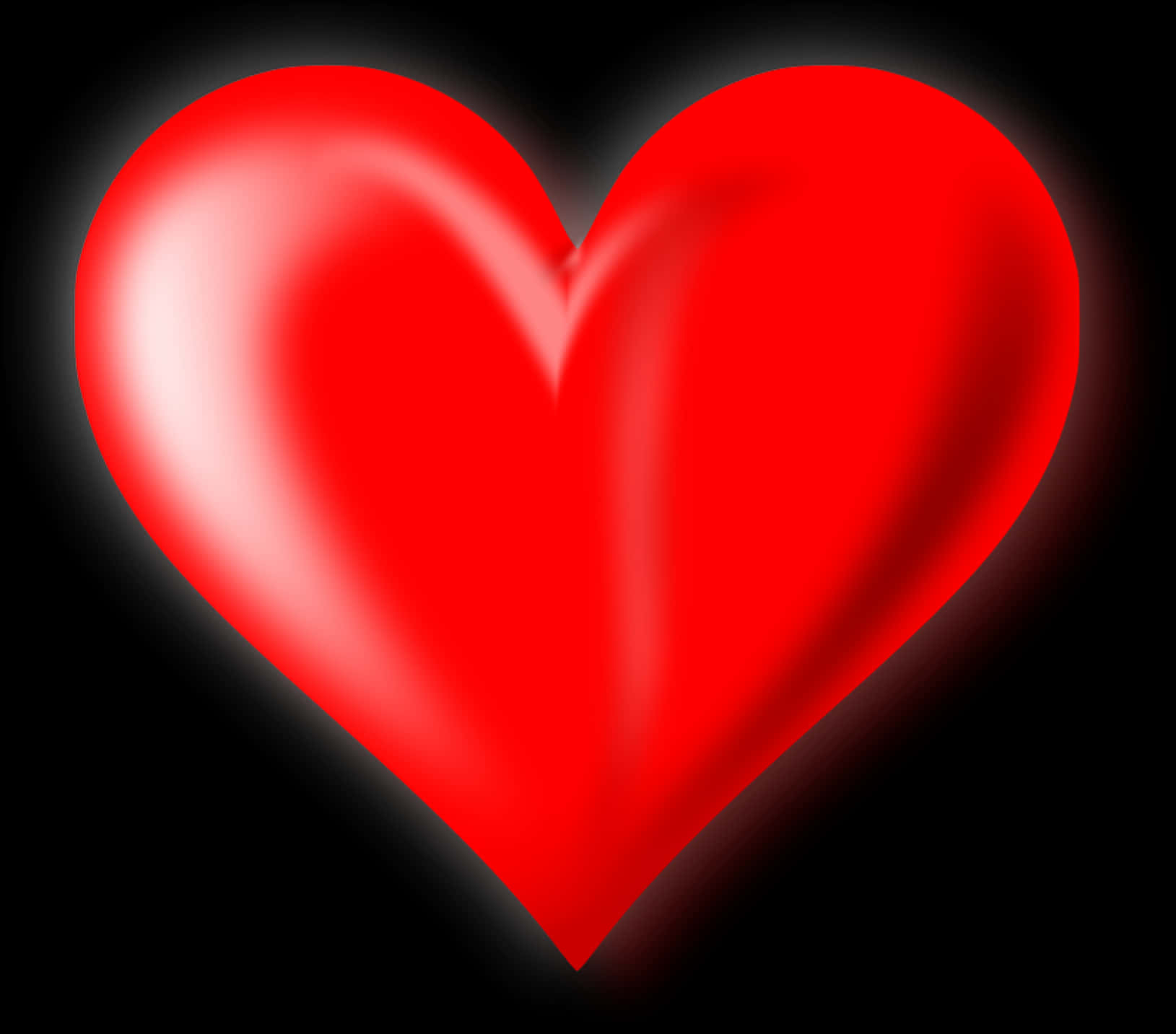 Glowing Red Heart Black Background PNG Image