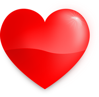 Glowing Red Heart Black Background PNG Image