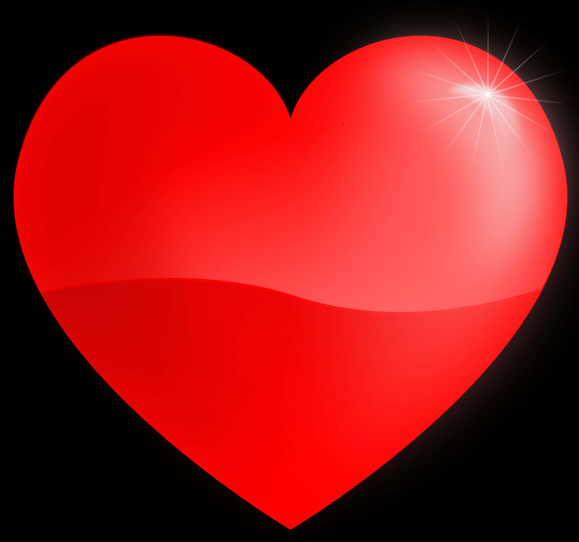 Glowing Red Heart Black Background PNG Image