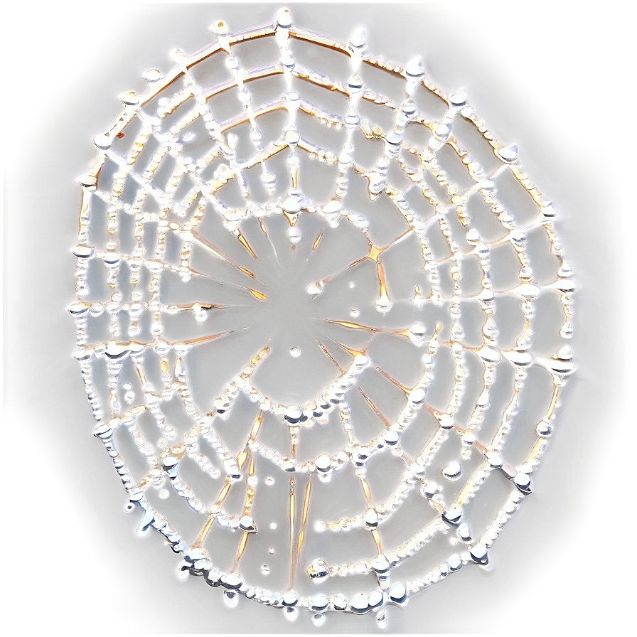 Glowing Spider Web Dew Drops PNG Image