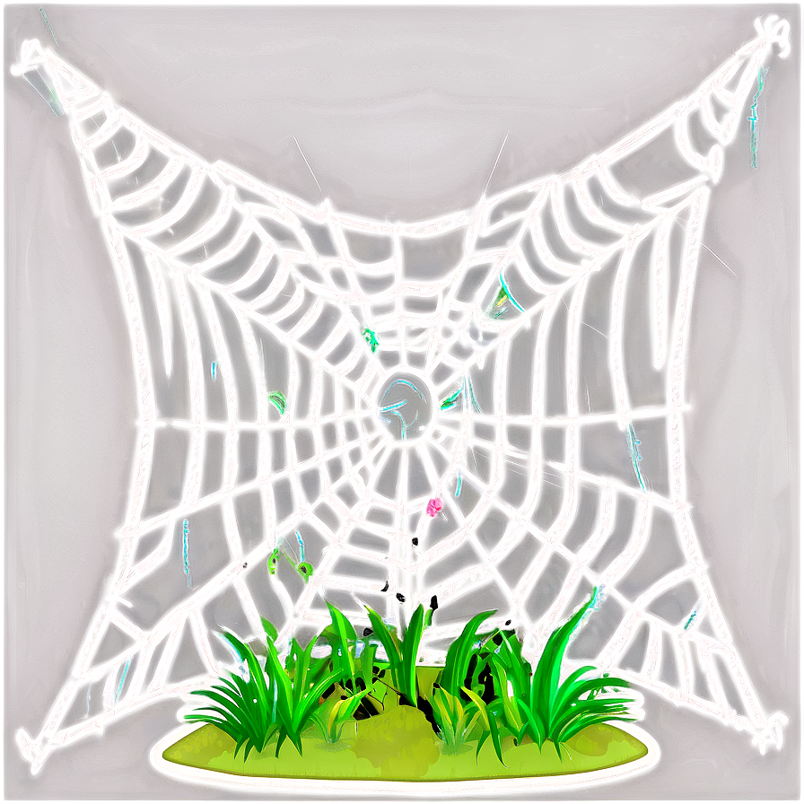 Glowing Spider Web Night PNG Image