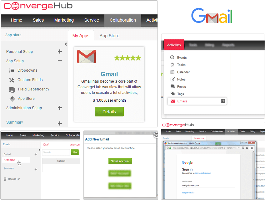 Gmail Integration Converge Hub Screenshots PNG Image