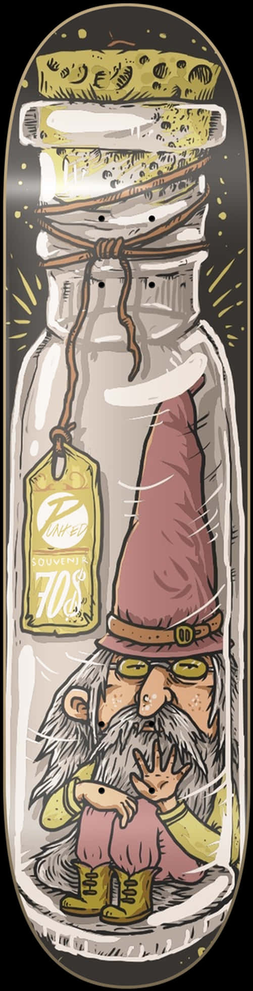 Gnomeina Bottle Skateboard Deck Art PNG Image