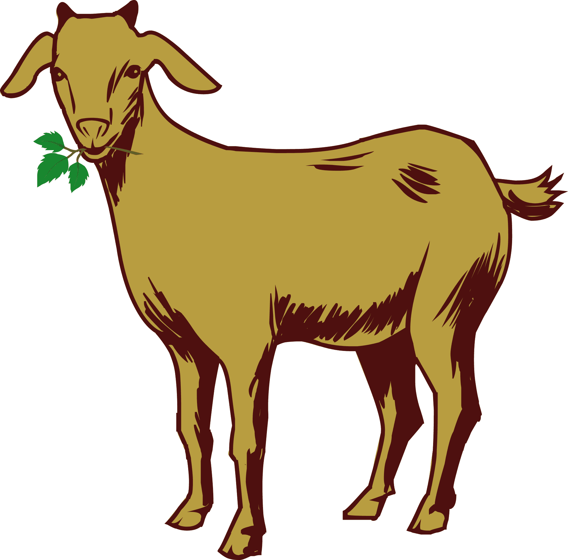 Goat_with_ Leaf_ Vector_ Art.png PNG Image