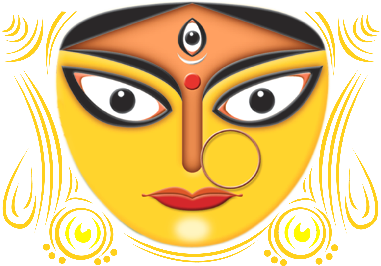 Goddess Durga Face Art PNG Image