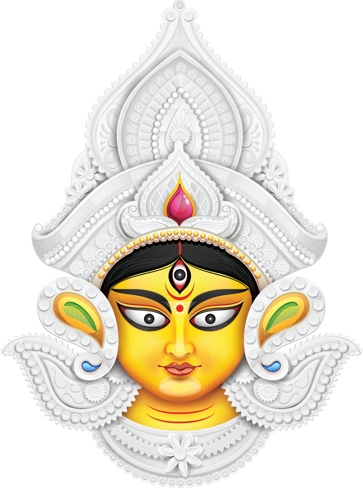 Goddess Durga Face Illustration PNG Image