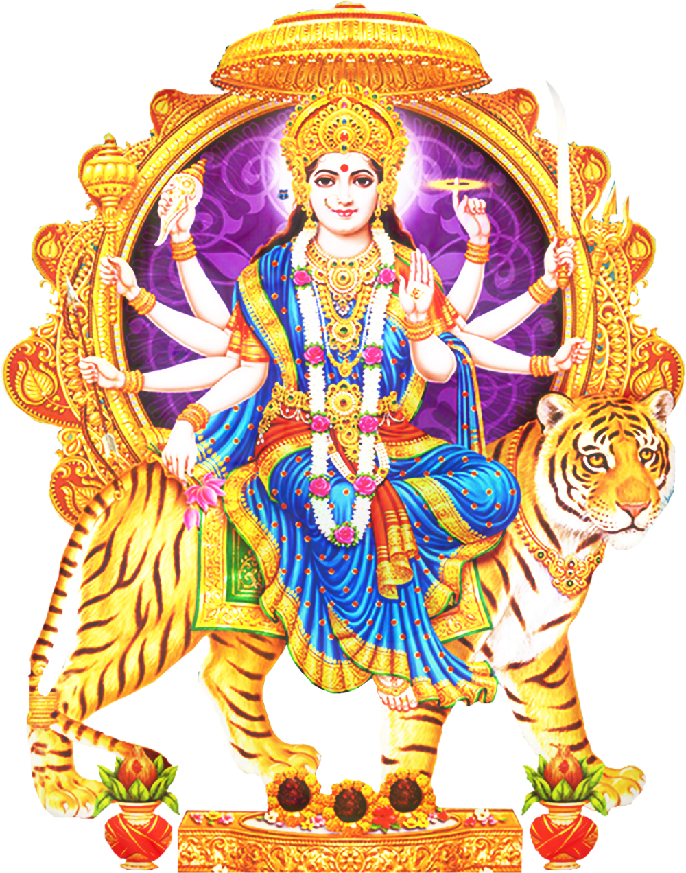 Goddess Durga On Tiger PNG Image