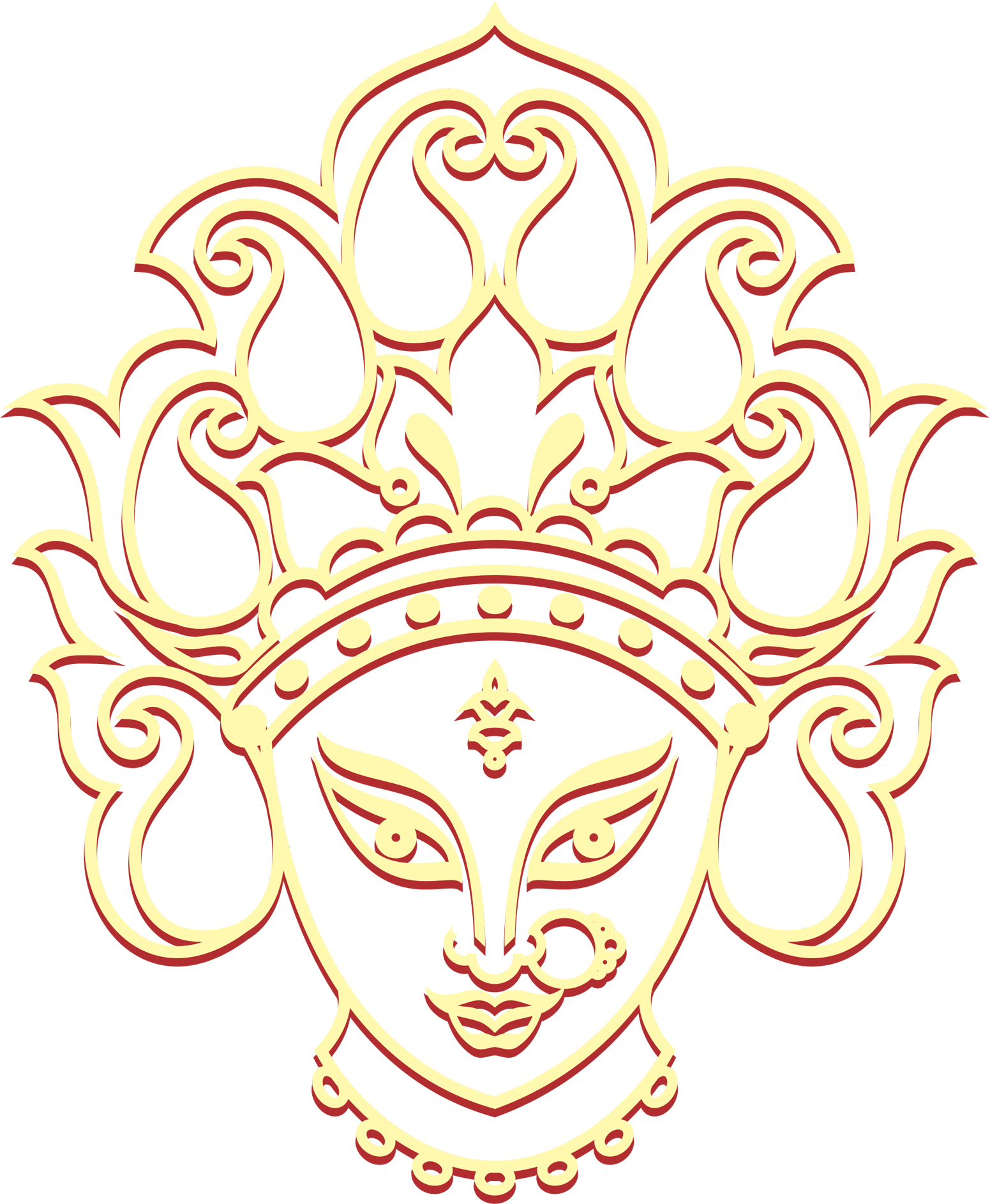 Goddess Durga Outline Artwork PNG Image