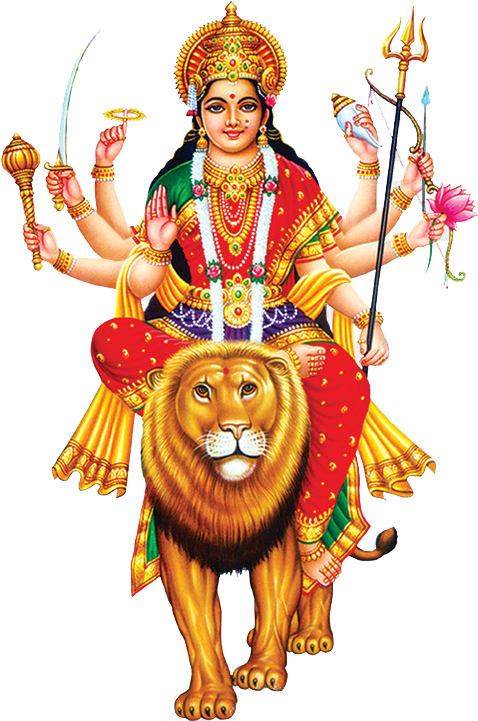 Goddess Durgaon Lion PNG Image