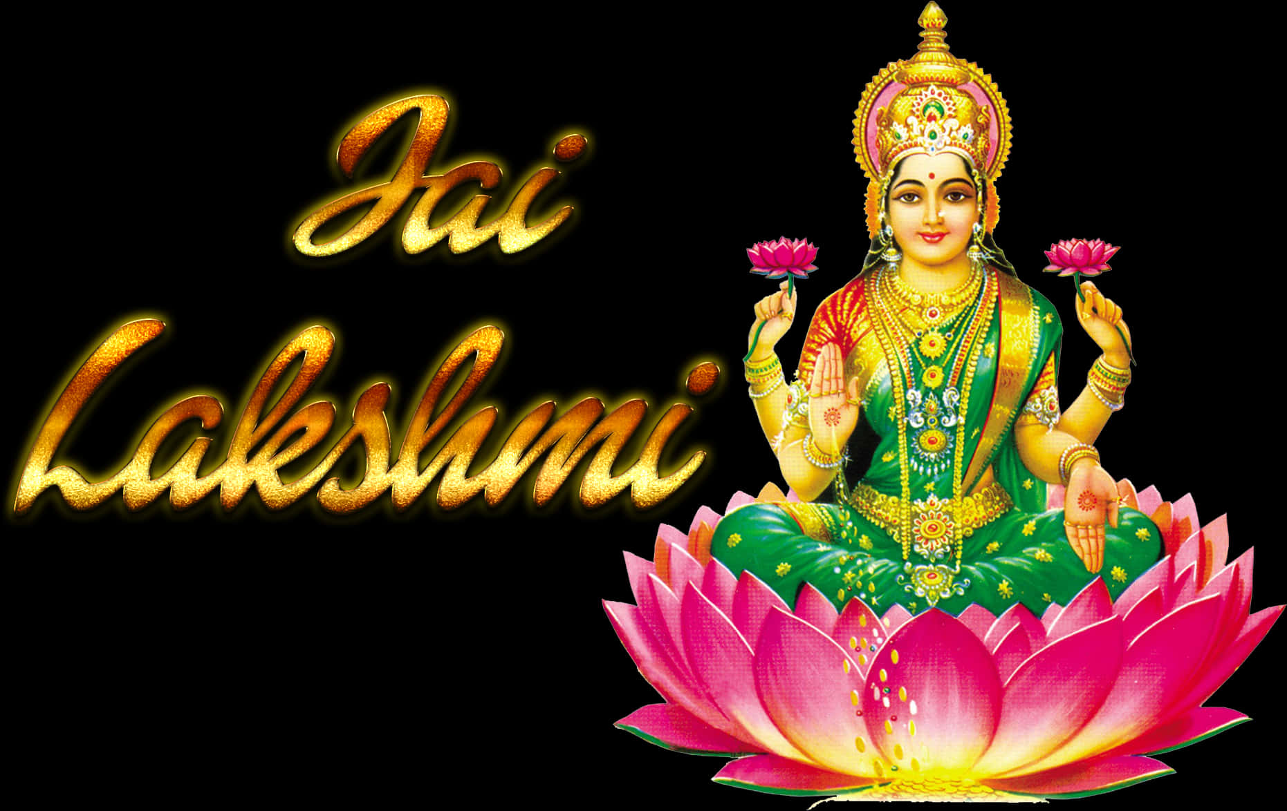 Goddess_ Lakshmi_on_ Lotus_ Flower PNG Image