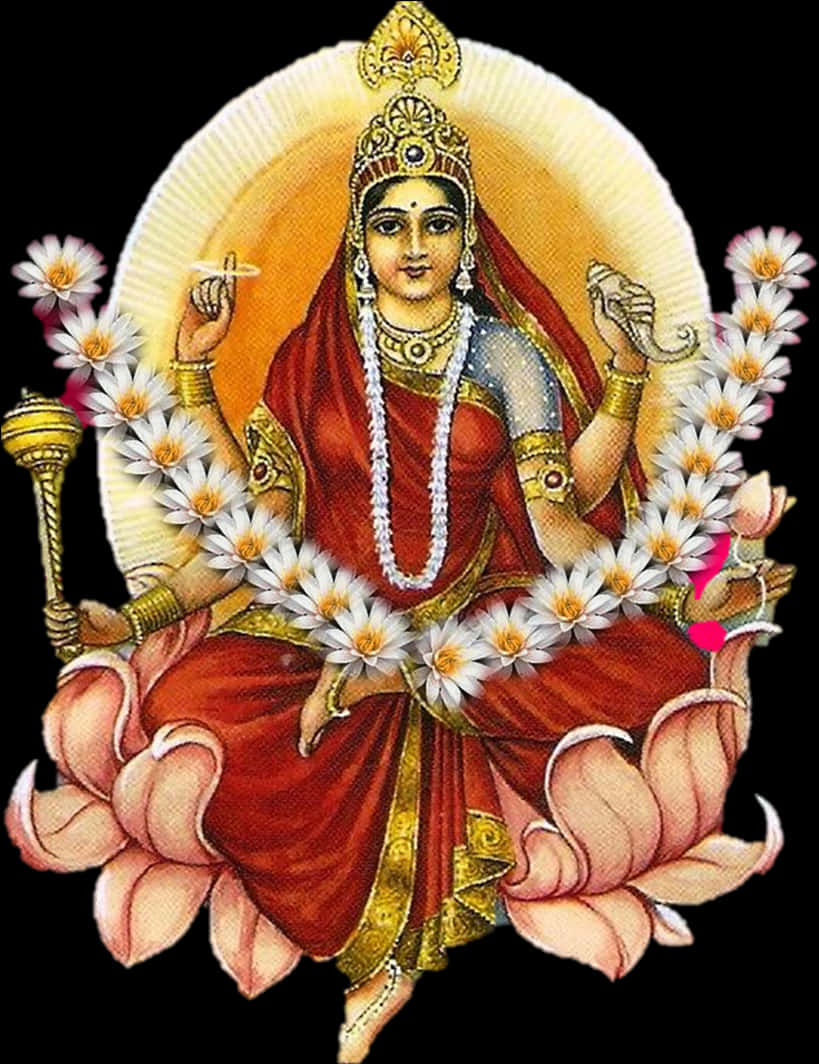 Goddess_ Lakshmi_on_ Lotus PNG Image