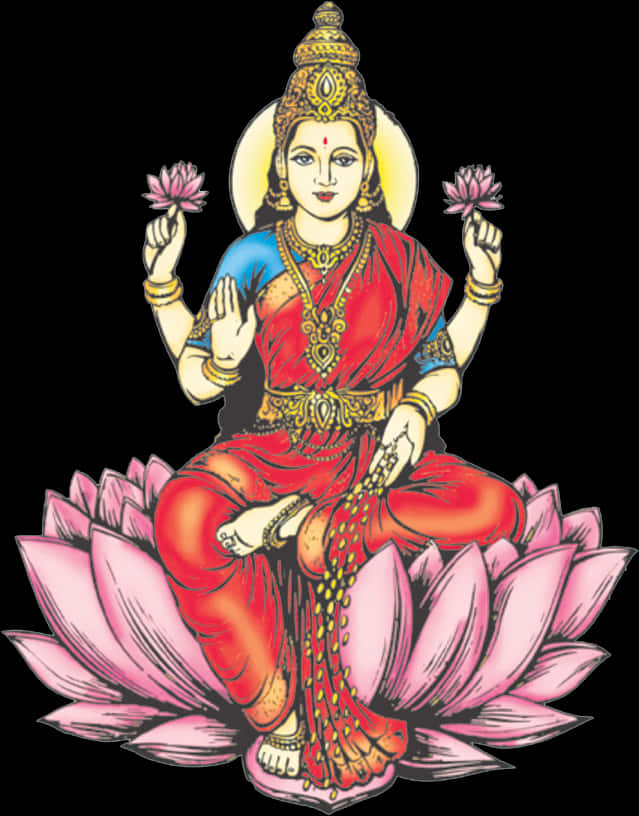 Goddess_ Lakshmi_on_ Lotus PNG Image