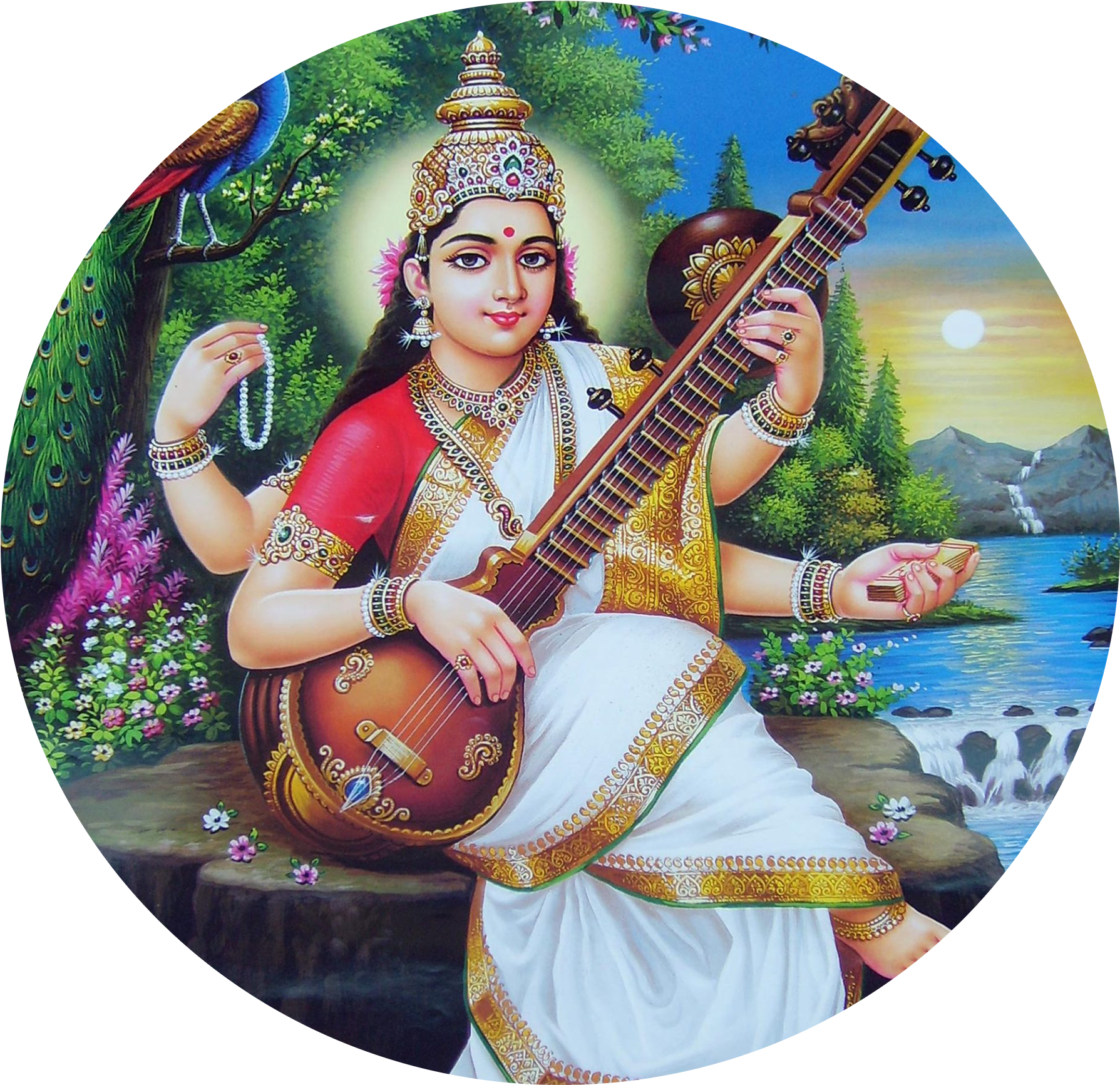 Goddess_ Saraswati_ Artwork PNG Image