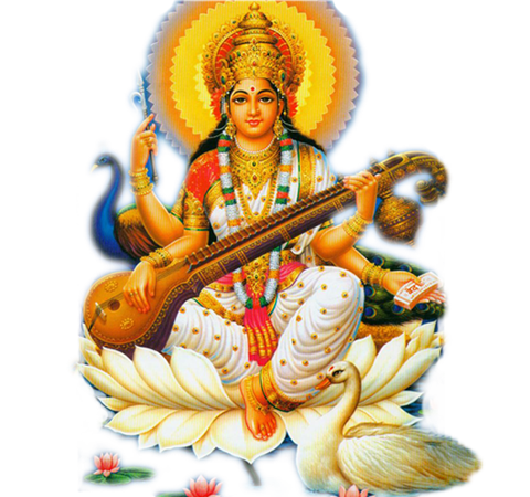 Goddess_ Saraswati_ Illustration PNG Image