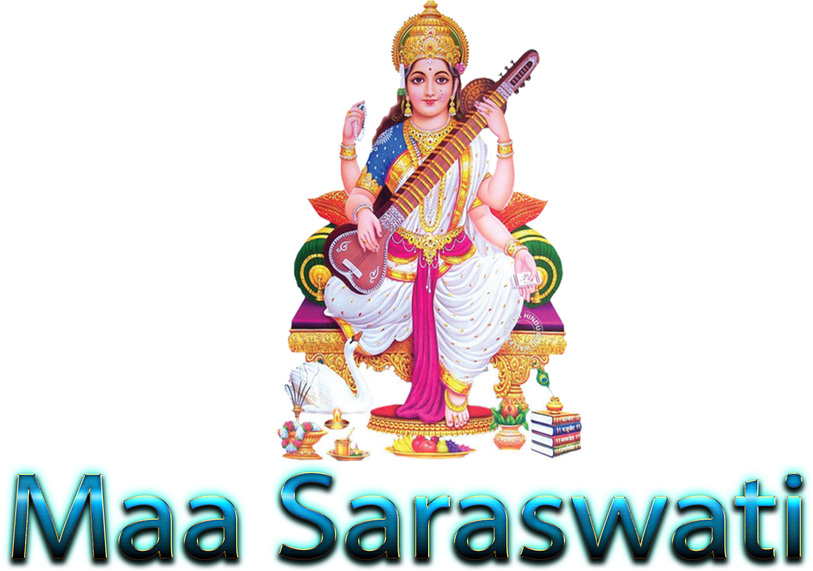 Goddess Saraswati Illustration PNG Image