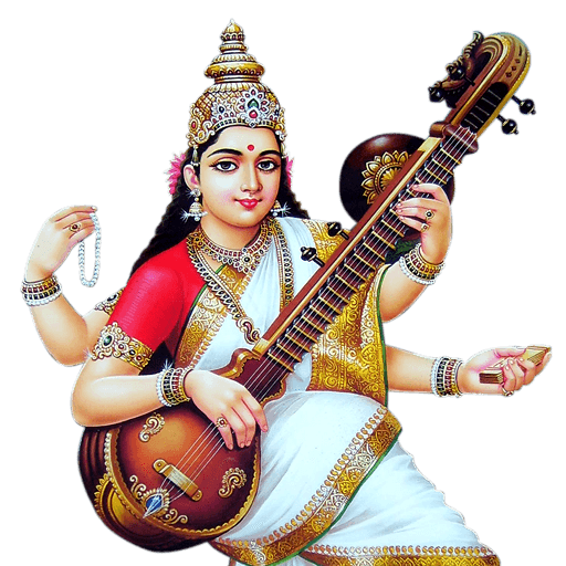 Goddess_ Saraswati_ Playing_ Veena PNG Image