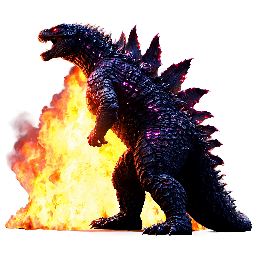 Godzilla 2014 Fiery Background Png Vwx17 PNG Image