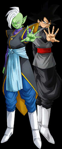 Gokuand Zamasu Posing Dragon Ball PNG Image