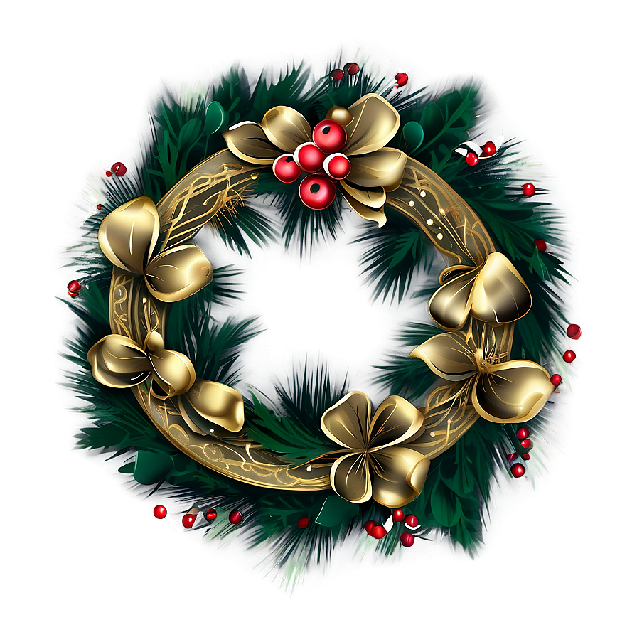 Gold Accents Christmas Wreath Png 05232024 PNG Image