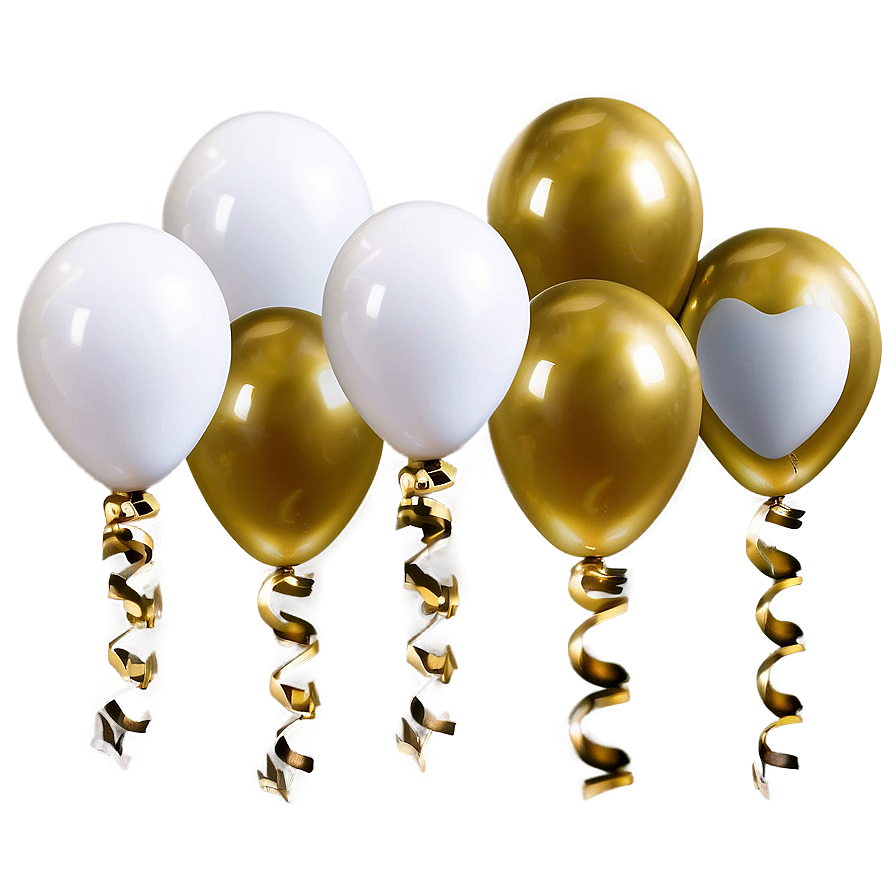 Gold And White Balloons Png Qaw73 PNG Image