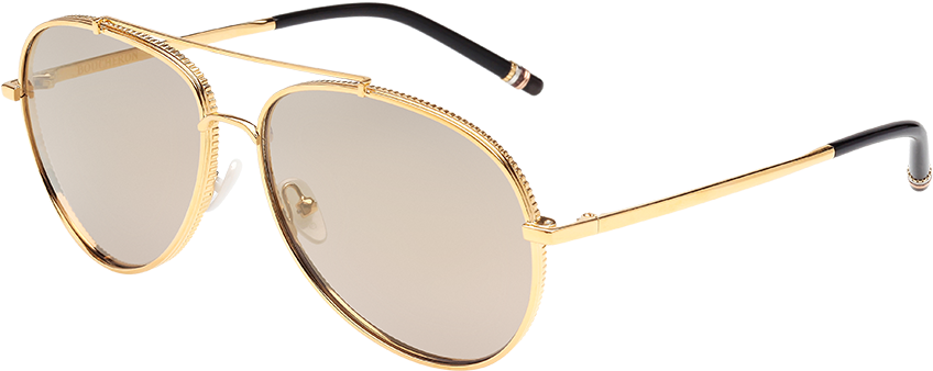 Gold Aviator Sunglasses Product View PNG Image