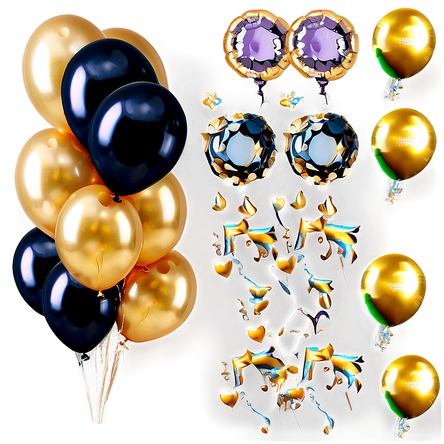 Gold Balloon Bundle Png 06212024 PNG Image