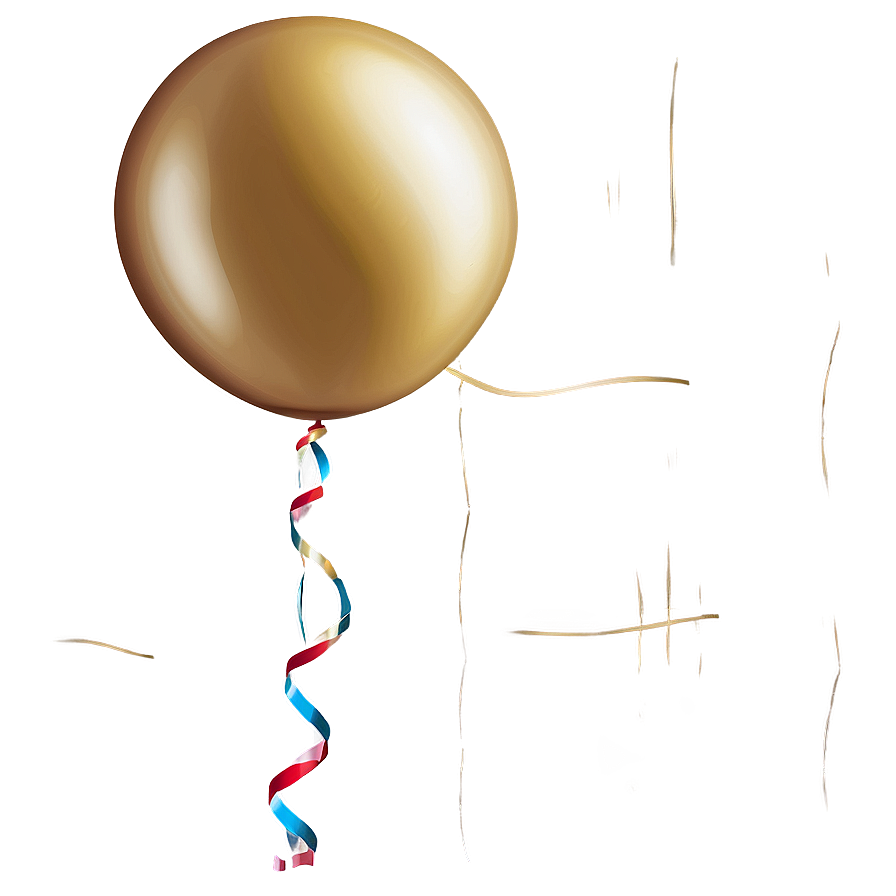 Gold Balloon With String Png Hnr21 PNG Image