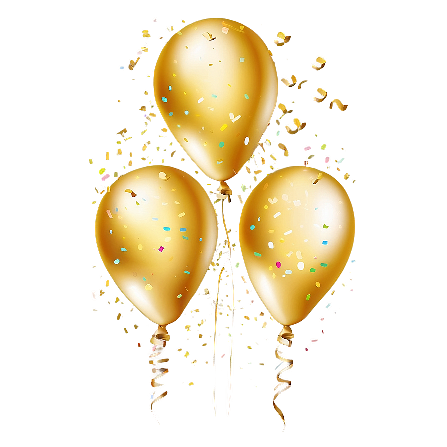 Gold Balloons With Confetti Png 84 PNG Image