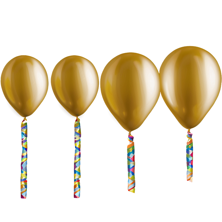 Gold Balloons With Ribbons Png 46 PNG Image