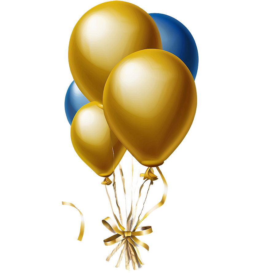 Gold Balloons With String Png 05252024 PNG Image