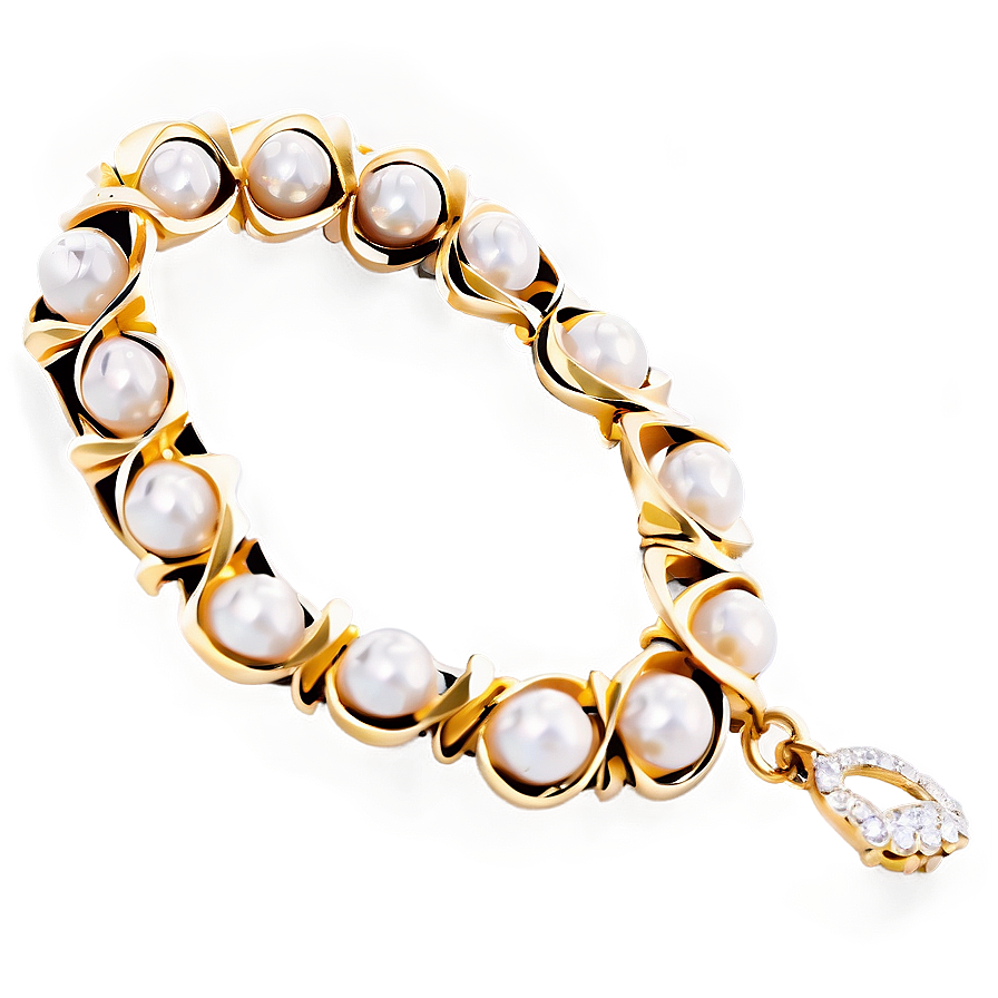 Gold Bracelet With Pearls Png Fls20 PNG Image