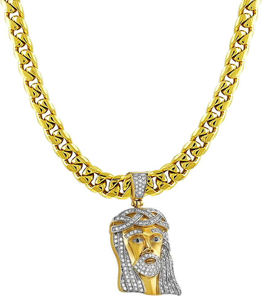 Gold Chain Jesus Pendant PNG Image