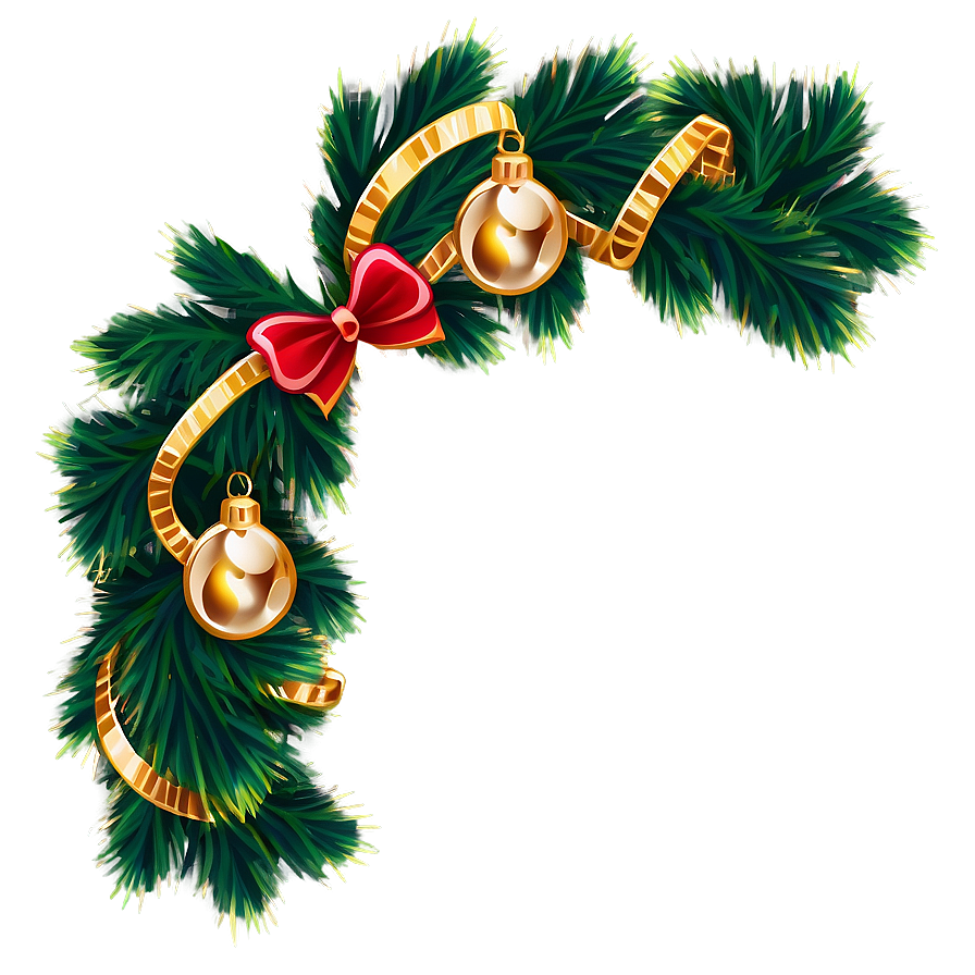 Gold Christmas Garland Decoration Png 06262024 PNG Image