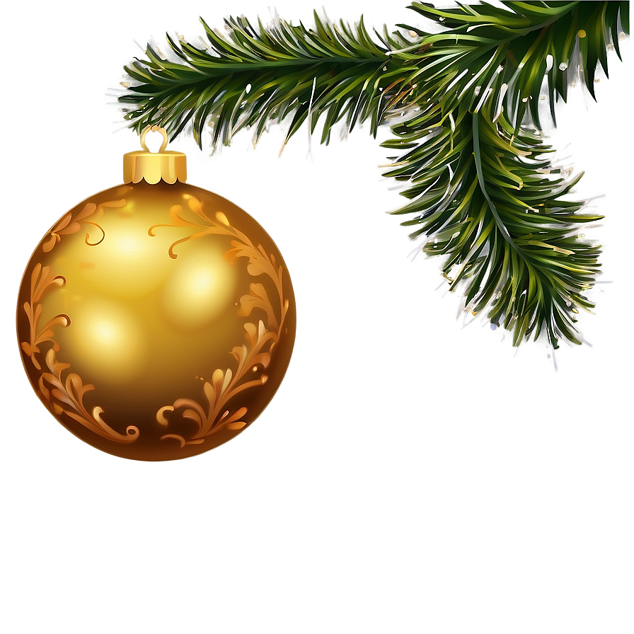 Gold Christmas Ornament C PNG Image