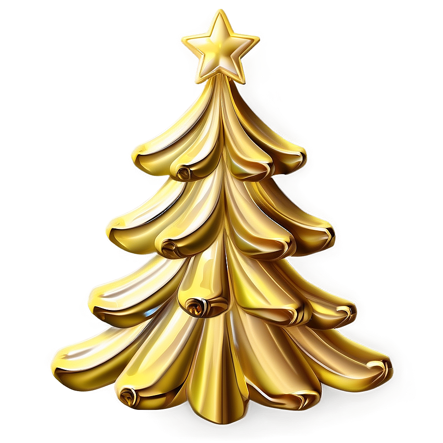 Gold Christmas Tree A PNG Image