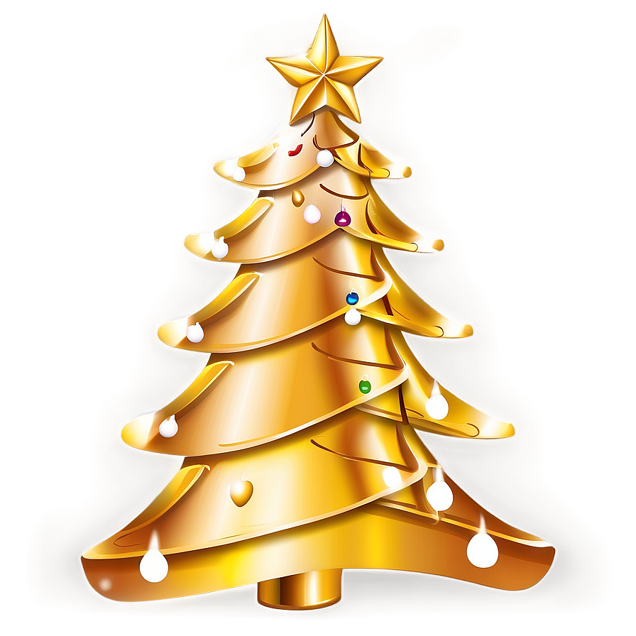 Gold Christmas Tree D PNG Image