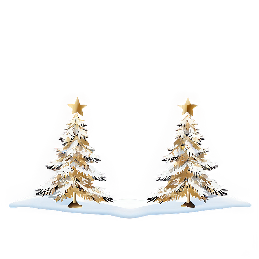 Gold Christmas Tree In Snowy Scene Png Sde65 PNG Image