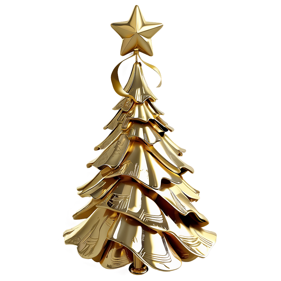 Gold Christmas Tree With Angel Topper Png Rbg94 PNG Image